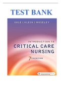 TEST BANK FOR INTRODUCTION TO CRITICAL CARE NURSING, 7TH EDITION, BY MARY LOU SOLE, DEBORAH GOLDENBERG KLEIN, MARTHE J. MOSELEY