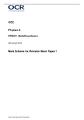A Level Physics A H556/01 Modelling In Physics Revision Mock Paper and Mark Scheme