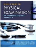 SEIDEL'S GUIDE TO PHYSICAL EXAMINATION 9TH EDITION BALL TEST BANK JANE W.BALL COMPLETE SOLUTION ALL CHAPTERS 