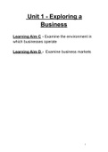 BTEC L3 Business - Unit 1 (Learning AIM C & D) LAC LAD