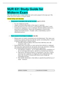 NUR 631 Study Guide for Midterm Exam &vert; VERIFIED GUIDE