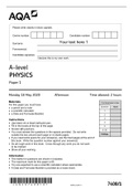 AQA A LEVEL PHYSICS PAPER 1 7408/1 QP 2020