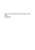 AQA A LEVEL 2020 BUSSINESS PAPER 1 with BOTH QUESTION PAPER AND MARK SCHEME (CERTIFED QUESTIONS AND ANSWERS 2020)/VERIFIED FOR SUCCESS
