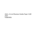 AQA A LEVEL 2020 BUSSINESS PAPER 3 with BOTH QUESTION PAPER AND MARK SCHEME (CERTIFED QUESTIONS AND ANSWERS 2020)/VERIFIED FOR SUCCESS