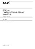 AQA GCSE COMBINED SCIENCE: TRILOGY 8464/B/1H Biology Paper 1H Mark scheme June 2020