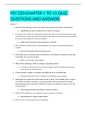 PSY 250 CHAPTER 1 TO 13 QUIZ QUESTIONS AND ANSWERS | VERIFIED ANSWERS
