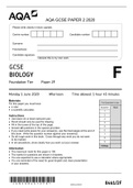 AQA GCSE BIOLOGY Foundation Tier Paper 2F