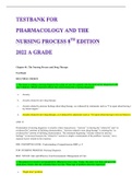 TESTBANK FOR PHARMACOLOGY AND THE NURSING PROCESS 8TH EDITION 2022 A GRADE
