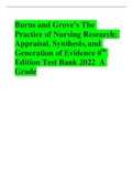 Burns and Grove's The Practice of Nursing Research: Appraisal, Synthesis, and Generation of Evidence 8th Edition Test BanK