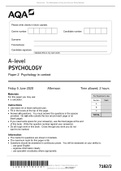 AQA A-level Psychology Paper 2 June 2020 Question Paper 