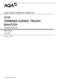 GCSE COMBINED SCIENCE&colon; TRILOGY 8464&sol;C&sol;1H Chemistry Paper 1H Mark scheme June 2019