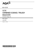 GCSE COMBINED SCIENCE&colon; TRILOGY 8464&sol;C&sol;2H Chemistry Paper 2H Mark scheme June 2019