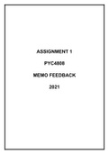 PYC4808 ASSIGNMENT 1 MEMO 2021 EXPLANATIONS AND ANSWERS