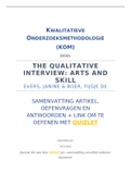 Artikel Kwalitatieve onderzoeksmethodologie: The Qualitative Interview: Arts and Skill + Quizlet