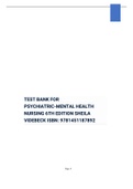 TEST BANK FOR PSYCHIATRIC-MENTAL HEALTH NURSING 5TH EDITION SHEILA L. VIDEBECK ISBN-10: 160547861X
