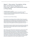 Week 1: Discussion- Foundation of the Role of the Nurse Practitioner as Prescriber Legal and Professional Issues in Prescribing