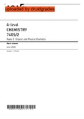 A-level CHEMISTRY 7405&sol;2 Paper 2 Organic and Physical Chemistry Mark scheme June 2020 Version&colon; 1&period;0 Final