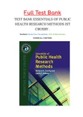 TEST BANK ESSENTIALS OF PUBLIC HEALTH RESEARCH METHODS 1ST CROSBY ISBN: 9781284175462