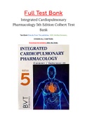 Integrated Cardiopulmonary Pharmacology 5th Edition Colbert Test Bank. ISBN: 9781517805074