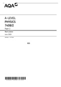 A-LEVEL PHYSICS 7408/2 Paper 2  MARKING SCHEME 