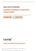 AQA A-LEVEL PSYCHOLOGY EXAMPLE ANSWERS TO PREVIOUS EXAM PAPERS PAPER 1 &lpar;2019&rpar;&vert; 2022 UPDATE 100&percnt; CORRECT