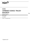 GCSE COMBINED SCIENCE: TRILOGY 8464/B/1H Biology Paper 1H 2020/21 100%approved