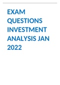 EXAM QUESTIONS JAN 2022 "INVESTMENT ANALYSIS" - GHENT UNIVERSITY