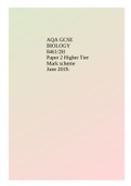 AQA GCSE BIOLOGY 8461/2H Paper 2 Higher Tier Mark scheme June 2019.