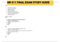 Exam (elaborations) NR 511 FINAL EXAM STUDY GUIDE 