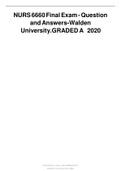 NURS 6660 Final Exam Question and Answers Walden University. GRADED A 2021
