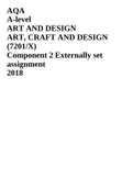 AQA A-level ART AND DESIGN ART, CRAFT AND DESIGN (7201/X) Component 2 Externally set assignment 2018