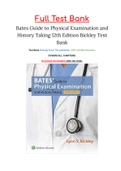 Bates Guide to Physical Examination and History Taking 12th Edition Test Bank (Chapters 1-20)