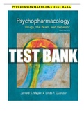 PSYCHOPHARMACOLOGY: DRUGS, THE BRAIN AND BEHAVIOR BY MEYER AND QUENZER 3RD EDITION TEST BANK