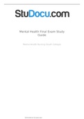 MENTAL HEALTH FINAL EXAM STUDY GUIDE