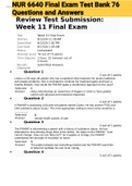 Exam (elaborations) NUR 6640 Final Exam Test Bank 76 Questions and Answers 