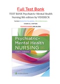 Psychiatric-Mental Health Nursing 8th edition by VIDEBECK Test Bank ISBN:  9781975116378