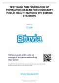 TEST BANK FOR FOUNDATION OF POPULATION HEALTH FOR COMMUNITY PUBLIC HEALTH NURSING 5TH EDITION STANHOPE ALL CHAPTERS 2021