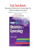 Test Bank Blueprints Obstetrics & Gynecology 7th Edition Callahan
