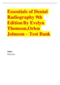 Essentials of Dental Radiography 9th Edition By Evelyn Thomson,Orlen Johnson - Test Bank
