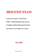 HESI Exit Exam (15 Latest Versions, 2500 + Q & A, 2021)/ Exit HESI Exam |Verified and 100% Correct Q & A, Complete Document for HESI Exam| THE BEST DOCUMENT FOR EXAM