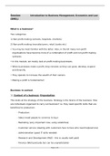 Week 1 - Lecture notes Introduction to Business, Management, Economics and Law