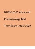 URSE 6521 Advanced Pharmacology Mid Term Exam Latest
