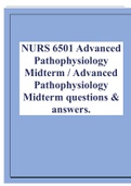 NURS 6501 Advanced Pathophysiology Midterm-Advanced Pathophysiology Midterm questions & answers
