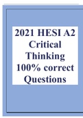 2021 HESI A2 Critical Thinking 100% correct Questions