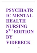 TEST BANK FOR PSYCHIATRIC MENTAL HEALTH NURSING 8TH EDITION BY VIDEBECK 