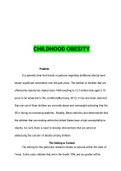 CHILDHOOD OBESITY RESEARCH PAPER, ESSAY All Chapters| Latest| Test Bank |