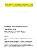 Introduction to Economics ECON 1508 UNIT 1 WRITTEN ASSIGNMENT 2021-2022| All NEW|LATEST D0CS|