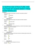G150/PHA1500 STRUCTURE AND FUCTION OF HUMAN BODY FINAL EXAM MODULE 6
