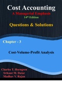 Cost Accounting A Managerial Emphasis Horngren 14th Edition- Chapter 3 Questions and Solutions