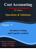 Cost Accounting A Managerial Emphasis Horngren 14th Edition- Chapter 2, 3, 6  and 9 Questions and Solutions